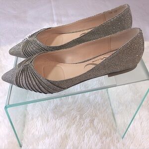 Nina Silver Glitter Pointed Toe Ballet Flats Size 7 Women